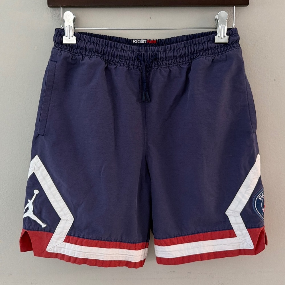 Jordan‎ PSG Paris Saint-Germain Boys Shorts Navy Blue Red White Medium 10-12Y